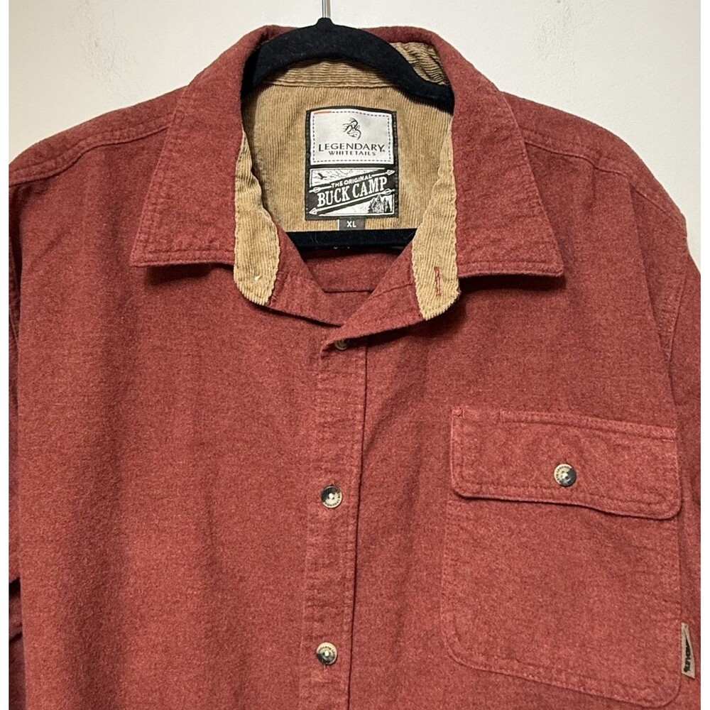 Legendary Whitetails Buck Camp Men's Rusty Red Wine Fleece Shirt XL Cabin Rustic